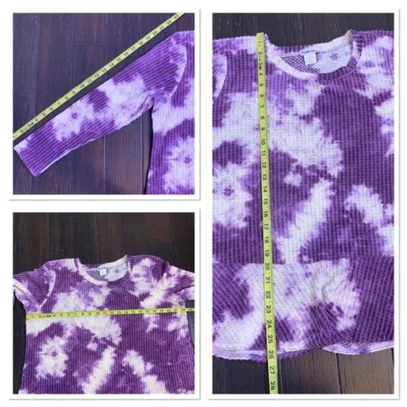 NEW Love...Ady Purple Tie Dye Long Sleeve Peplum Tunic Thermal Top 1X - Picture 10 of 10